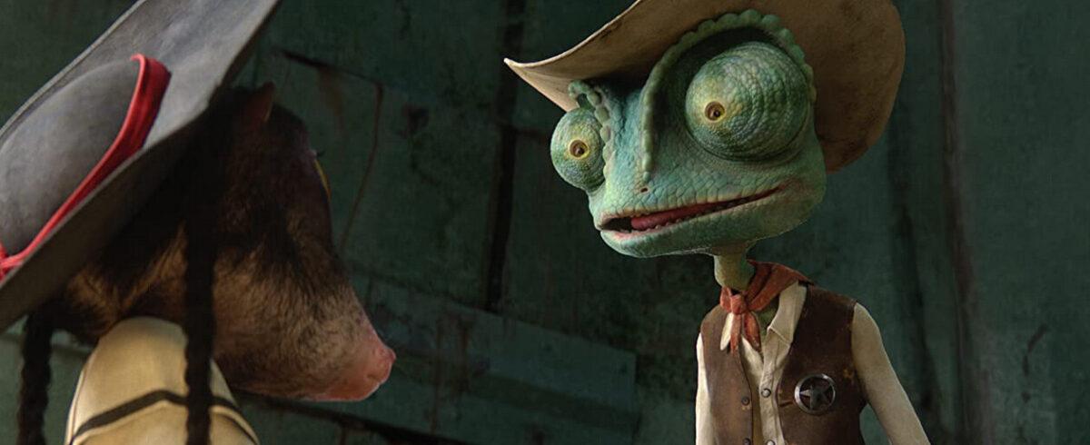Beans (L, voiced by Isla Fisher) and Rango (voiced by Johnny Depp), in "Rango." (Paramount Pictures)