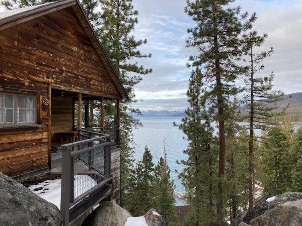 A lake-view cabin, such as this one at Zephyr Point, is the perfect place to stay during a ski vacation to Lake Tahoe, California. (Courtesy of Margot Black)