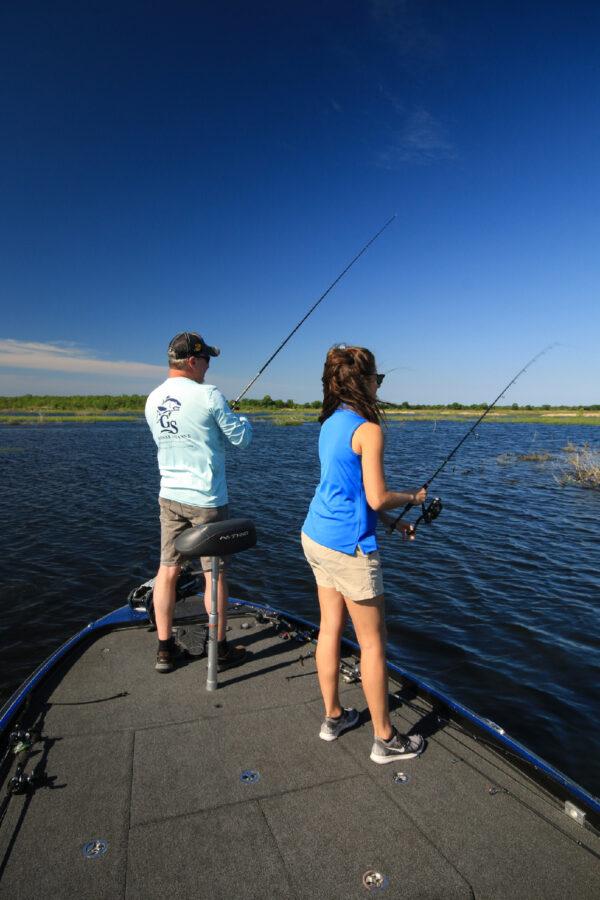 A couple enjoys fishing in Lake Charles, La. (Courtesy of Justin Hoffman Outdoors/Dreamstime.com)