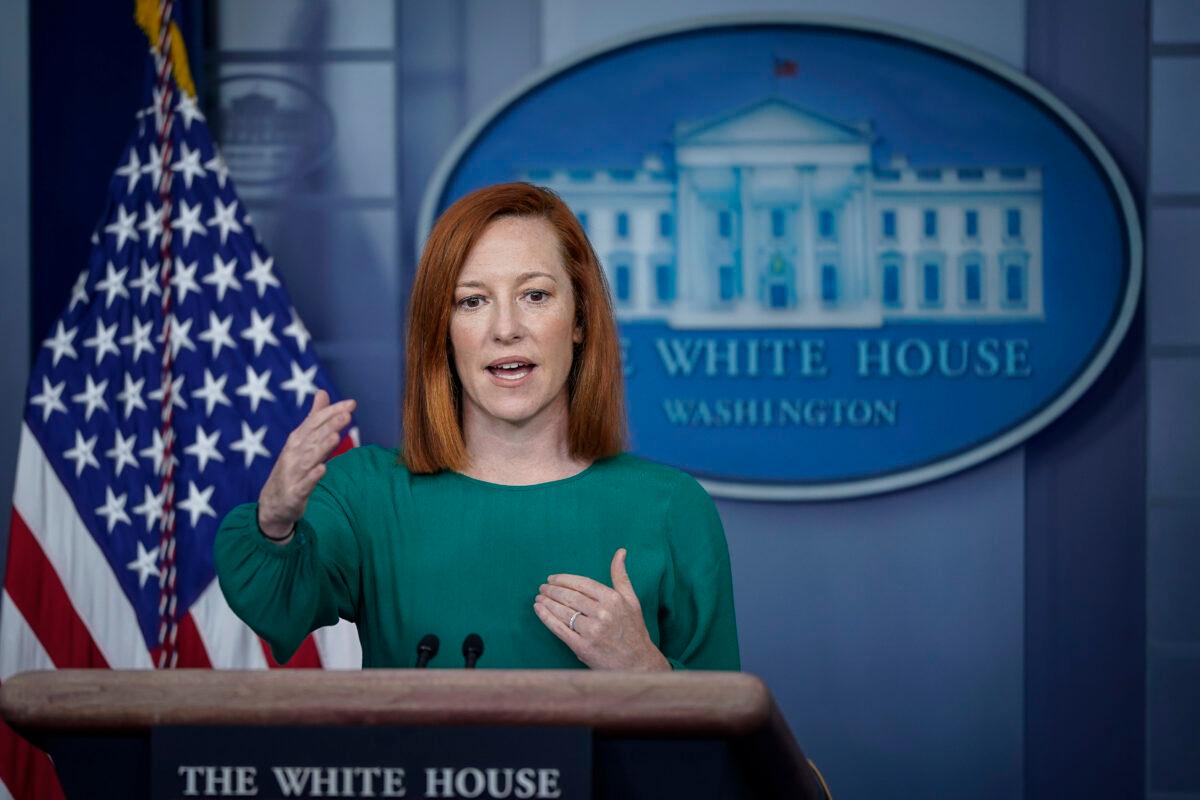 White House press secretary Jen Psaki speaks during the daily press briefing at the White House in Washington on March 15, 2021. (Drew Angerer/Getty Images)