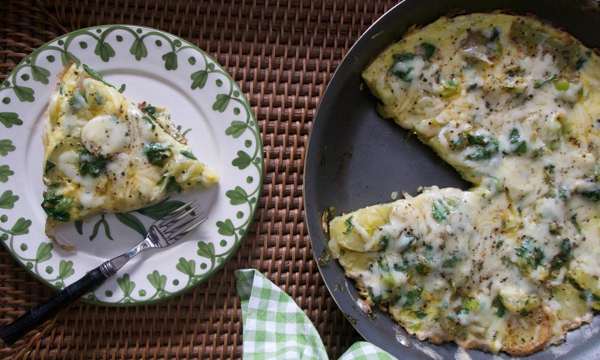 Leek, Spinach, and Potato Frittata