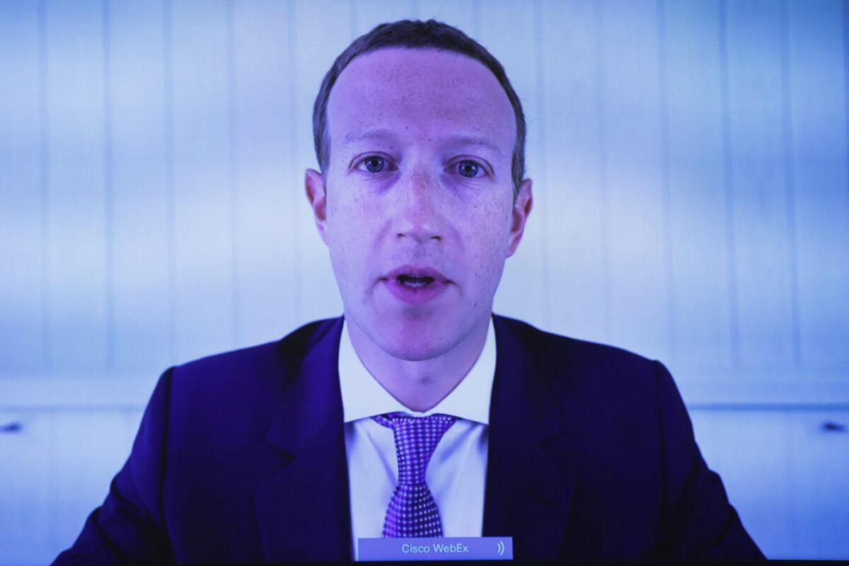 Facebook CEO Mark Zuckerberg testifies via video conference before the House Judiciary Subcommittee on Antitrust, Commercial and Administrative Law in Washington on July 29, 2020. (Graeme Jennings/Pool via Reuters)