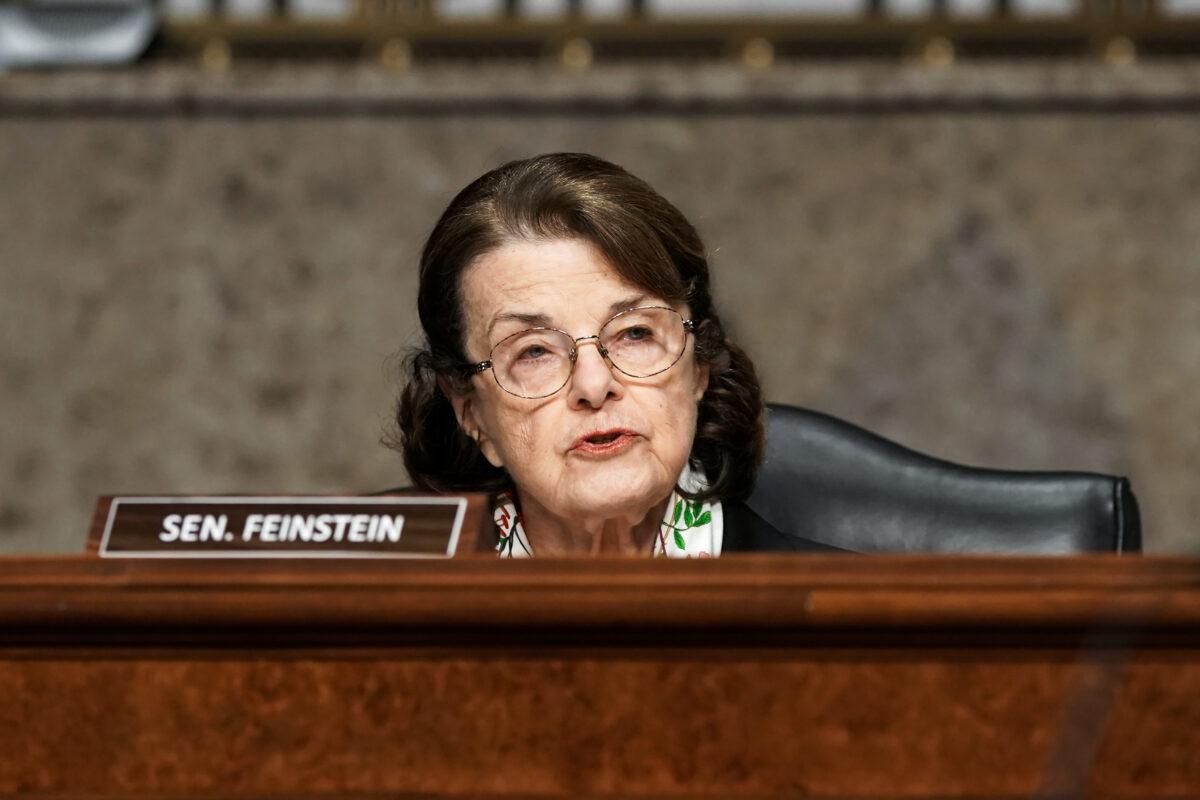 Sen. Dianne Feinstein (D-Calif.) speaks during a hearing on Capitol Hill in Washington on March 3, 2021. (Greg Nash/Pool/Getty Images)