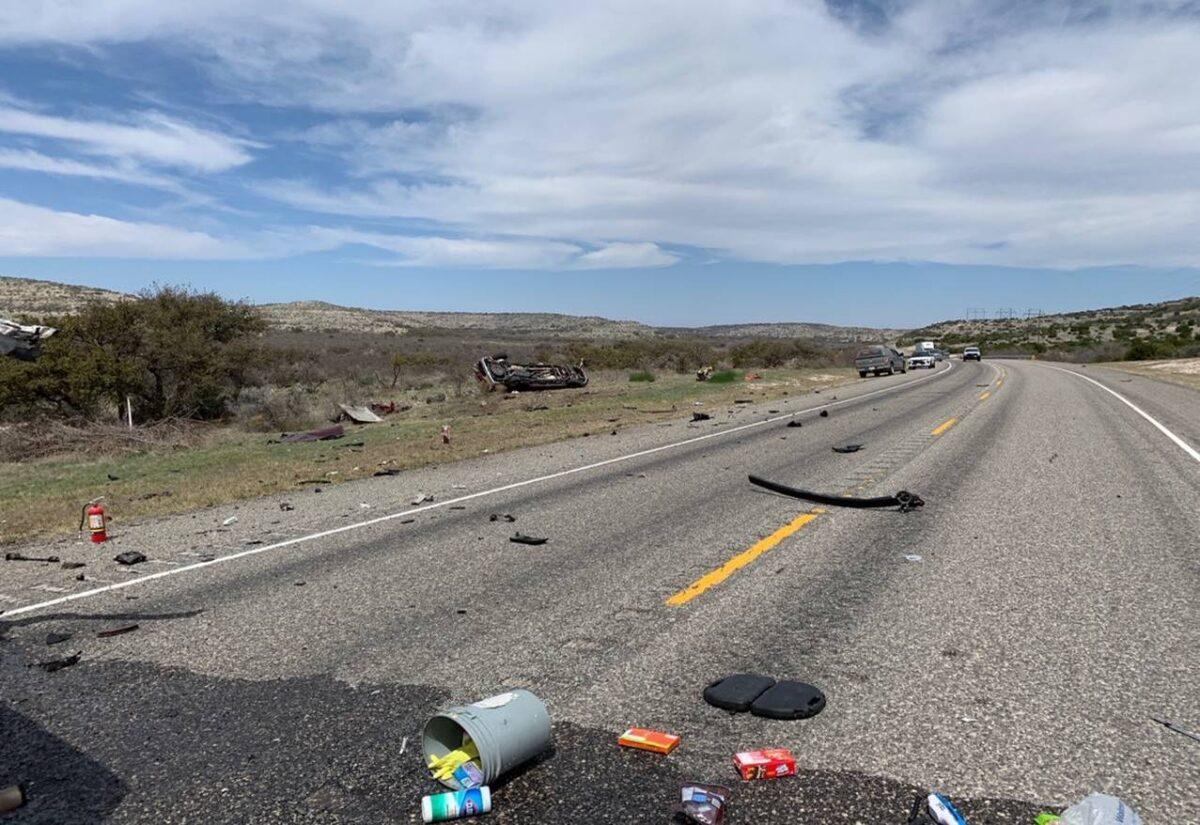 The scene of a crash in Val Verde County, Texas, on March 15, 2021. (DPS)