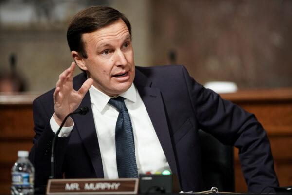 Sen. Chris Murphy (D-Conn.) speaks during a Senate Foreign Relations Committee hearing on Capitol Hill in Washington, on Jan. 27, 2021. (Greg Nash/Pool via Reuters)