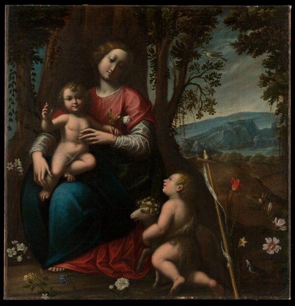 "Madonna and Child With the Infant Saint John the Baptist," circa 1625, by Orsola Maddalena Caccia. Oil on canvas; 38 3/8 inches by 38 inches. Bequest of Errol M. Rudman, 2020. The Metropolitan Museum of Art. (Public Domain)