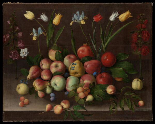 "Fruit and Flowers," circa 1630, by Orsola Maddalena Caccia. Oil on canvas; 30 inches by 39 inches. Bequest of Errol M. Rudman, 2020. The Metropolitan Museum of Art. (Public Domain)