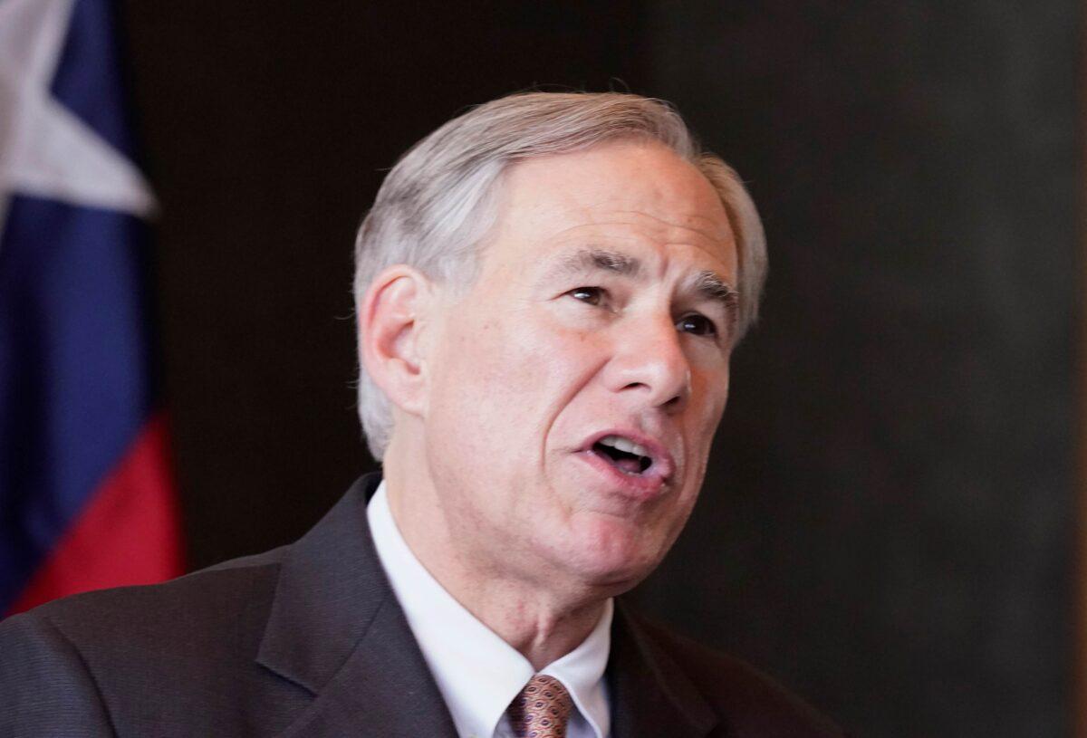 Texas Gov. Greg Abbott speaks during a news conference about unaccompanied minor detentions in Dallas, Texas, on March 17, 2021. (LM Otero/AP Photo)