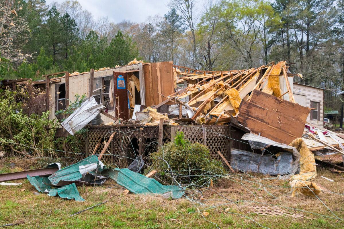 Damage to Bobbi Harris' property on Old Greensboro Road is seen, in Moundville, Ala., on March 17, 2021, after severe weather came through the area. (Vasha Hunt/AP Photo)