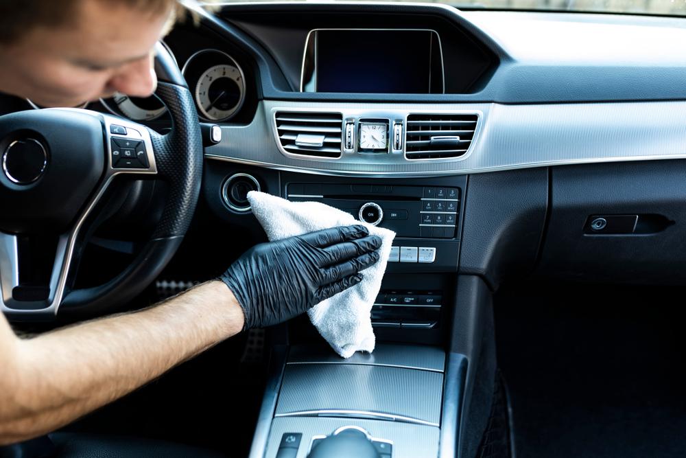 Use your favorite all-purpose cleaner to clean the vinyl walls, doors, and dashboard. (JacZia/Shutterstock)