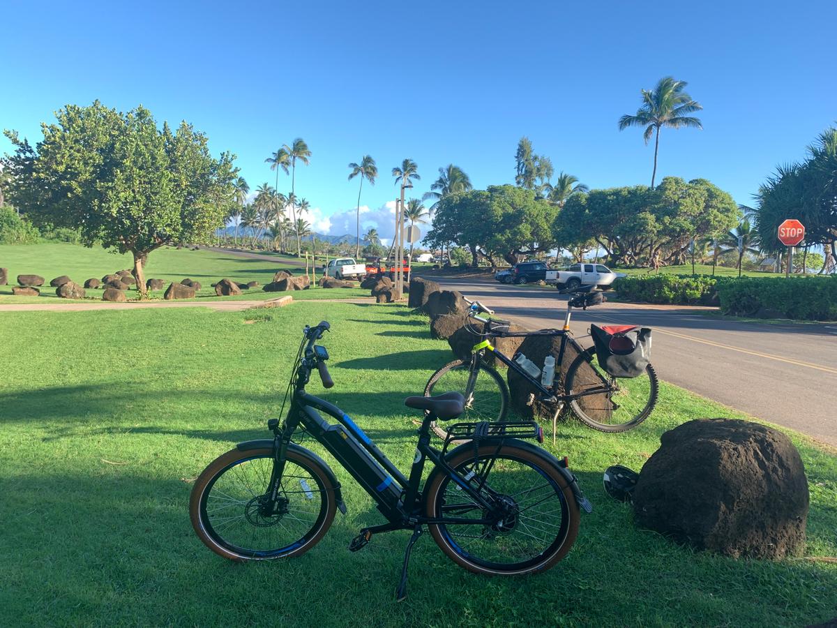 Electric bikes make pedaling up hills much easier while enjoying the Kauai Coastal Trail. (Janna Graber)