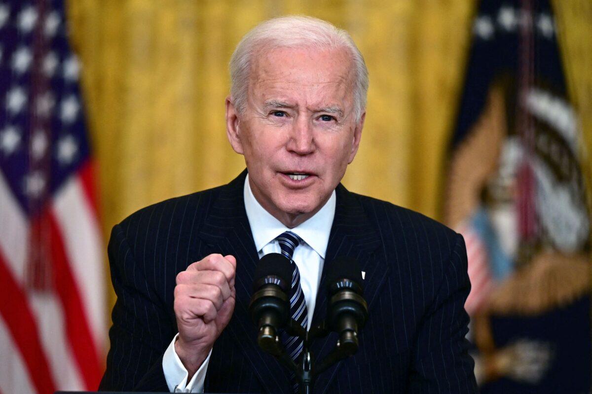 President Joe Biden at the White House on March 18, 2021. (JIM WATSON/AFP via Getty Images)
