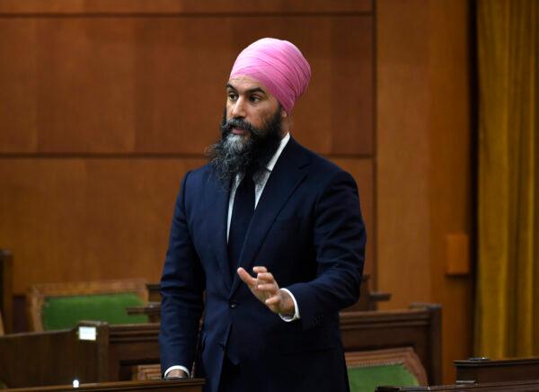 NDP Leader Jagmeet Singh rises during question period in the House of Commons in Ottawa on Feb. 25, 2021. (Justin Tang/The Canadian Press)