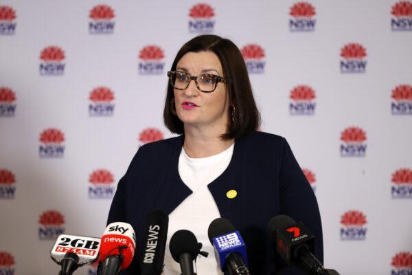 Minister for Education and Early Childhood Learning Sarah Mitchell talks to the media at a press conference in Sydney, Australia on May 11, 2020.(Mark Kolbe/Getty Images)