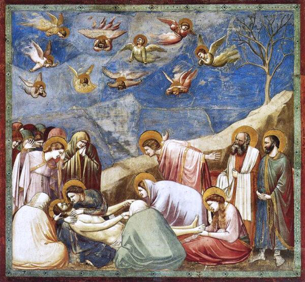 “Lamentation” (The Mourning of Christ), between 1304–1306, by Giotto di Bondone. Fresco, 78.7 inches by 72.8 inches. Scrovegni Chapel, Padua, Italy. (Public Domain)
