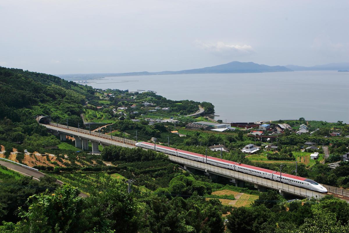 The JR Kyushu Bullet Train travels through a tunnel near the sea. (Kyushu Railway Company/JNTO)