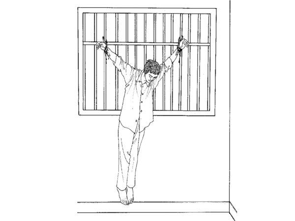 Illustration indicates torture of "Hanging a Big Steelyard." (Minghui)