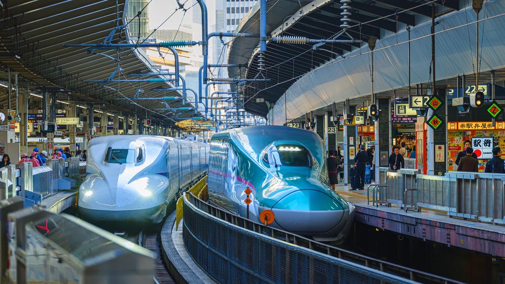 The Shinkansens, which reach speeds of 199 miles per hour, at a Tokyo railway station. (Sergey_Bogomyako/Shutterstock.com)