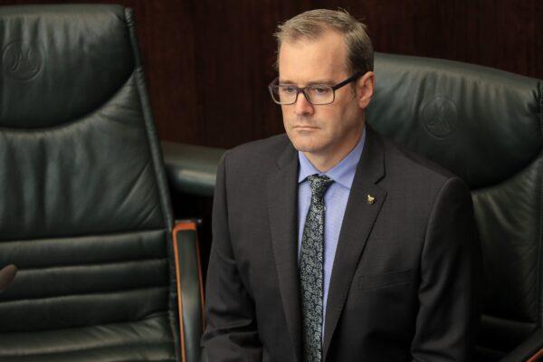 Deputy Premier of Tasmanian Liberal MP Michael Ferguson in Hobart, Tasmania, on Thursday, April 30, 2020. (AAP Image/Rob Blakers)