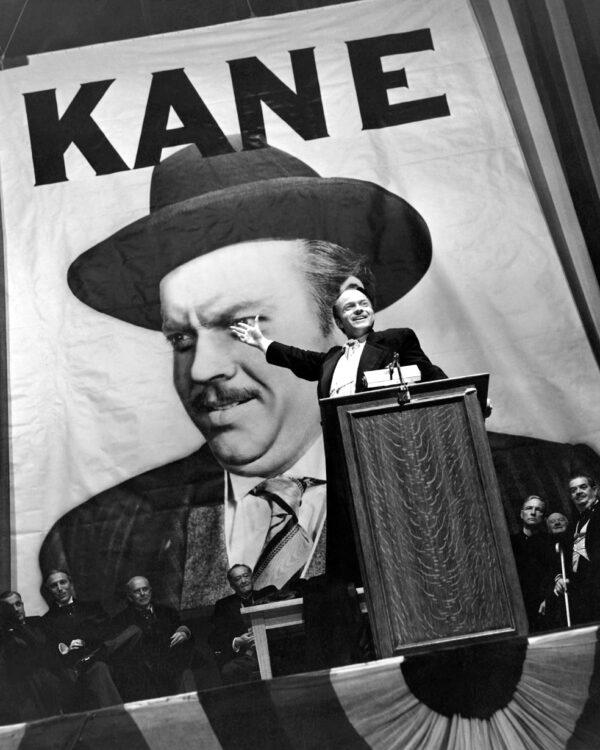 The iconic image of Orson Welles as Citizen Kane in the iconic film "Citizen Kane." (Public Domain)