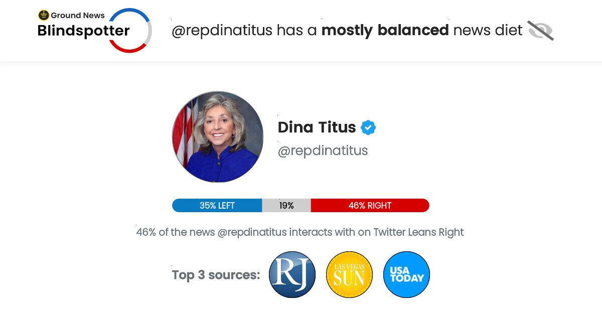 Rep. Dina Titus (D-Nev.) was one of the Democrat members of Congress with the most news consumption from across the aisle. (Ground News)