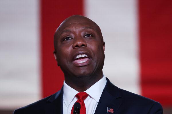 Sen. Tim Scott (R-S.C.) addresses the Republican National Convention in Washington, on Aug. 24, 2020. (Chip Somodevilla/Getty Images)