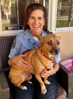 Newport Beach Police Department animal control services supervisor Valerie Schomburg and Stasha (Courtesy of the Friends of Newport Beach Animal Shelter)