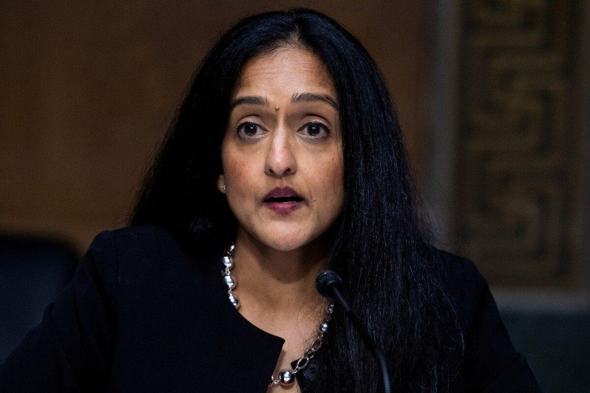 Vanita Gupta, president and CEO of the Leadership Conference on Civil & Human Rights, testifies during the Senate Judiciary Committee hearing titled "Police Use of Force and Community Relations" in Dirksen Senate Office Building in Washington, on June 16, 2020. (Tom Williams/File/Pool via Reuters)