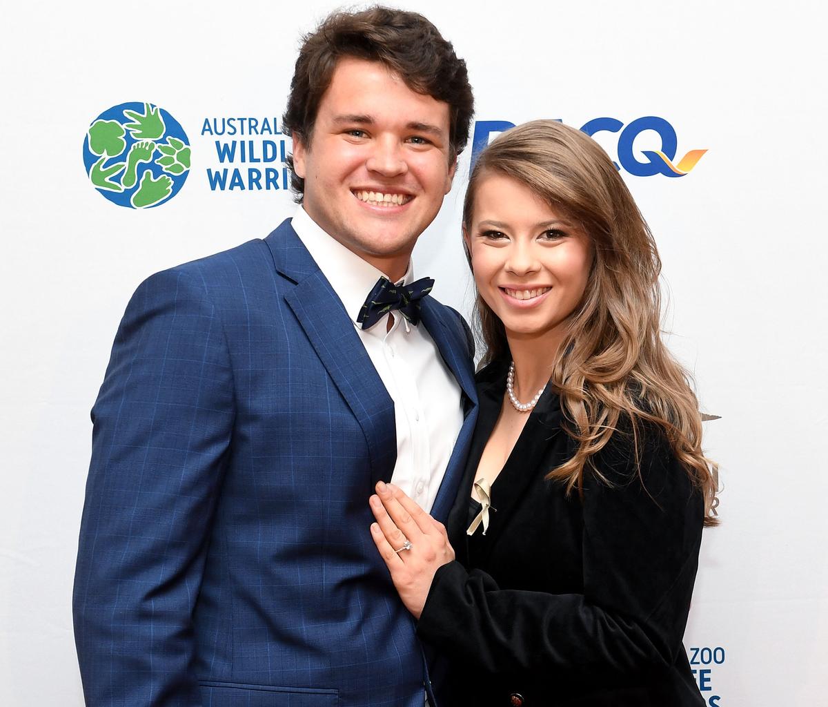 Bindi Irwin poses for a photo with then-fiancé Chandler Powell at the annual Steve Irwin Gala Dinner at Brisbane Convention & Exhibition Centre on Nov. 9, 2019, in Brisbane, Australia. (Bradley Kanaris/Getty Images)