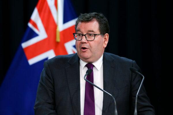 Deputy Prime Minister Grant Robertson speaks to the media during a post-cabinet press conference at Parliament on November 09, 2020, in Wellington, New Zealand. (Hagen Hopkins/Getty Images)