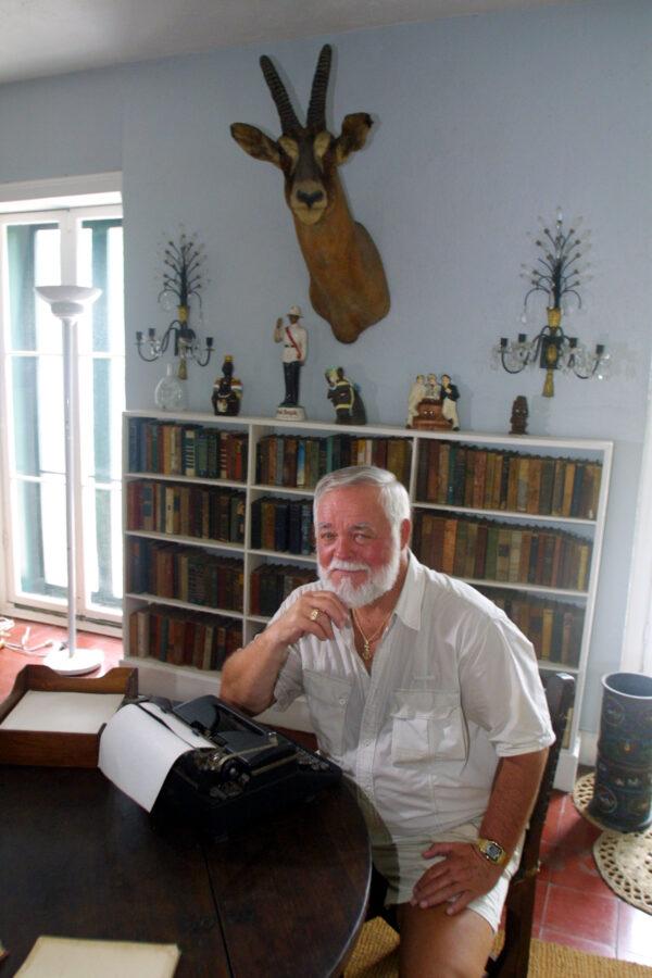 Denny Woods, who won the 2001 Ernest Hemingway contest, visits the home/studio where the real Hemingway wrote many of his classic books, on July 22, 2001. The home is where Hemingway wrote classics such as "Death in the Afternoon" and "For Whom the Bell Tolls," among others. (Joe Raedle/Getty Images)