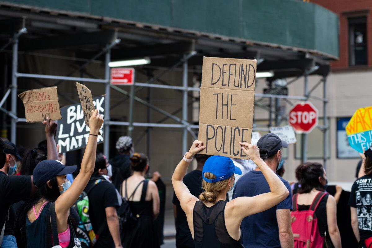 Protesters at a Black Lives Matter protest march in New York City on July 13, 2020. (Chung I Ho/The Epoch Times)