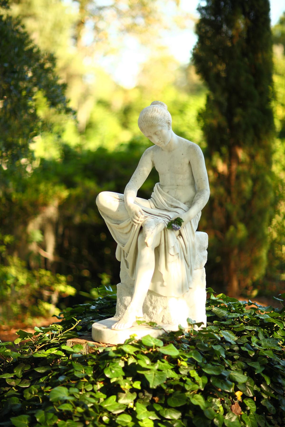 A statue of a wood nymph among the gardens of Middleton Place. (Courtesy of Middleton Place)