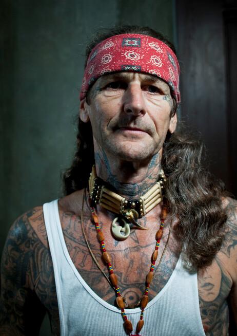 Rick, white-supremacist gang leader and former biker, in “The Work.” (SXSW Film Festival)