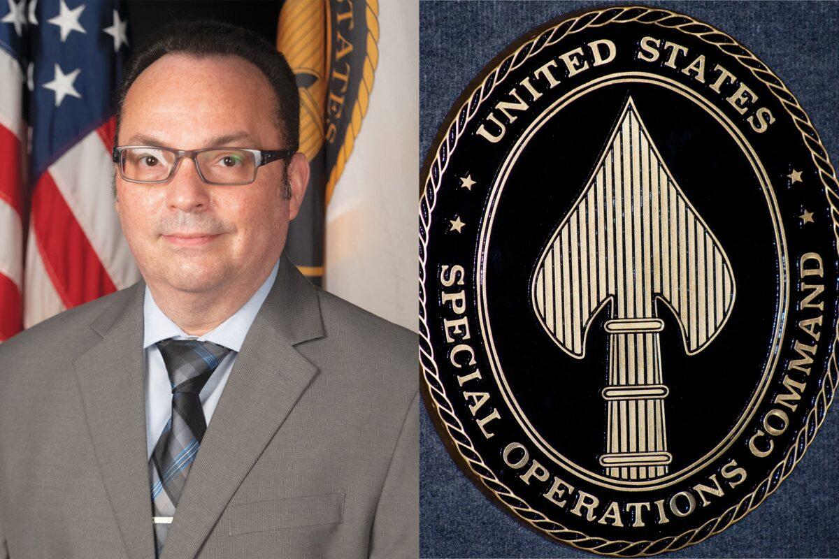 Richard Torres-Estrada (L) in an undated photograph. (R) The USSOCOM logo. (AFP via Getty Images; USSOCOM)