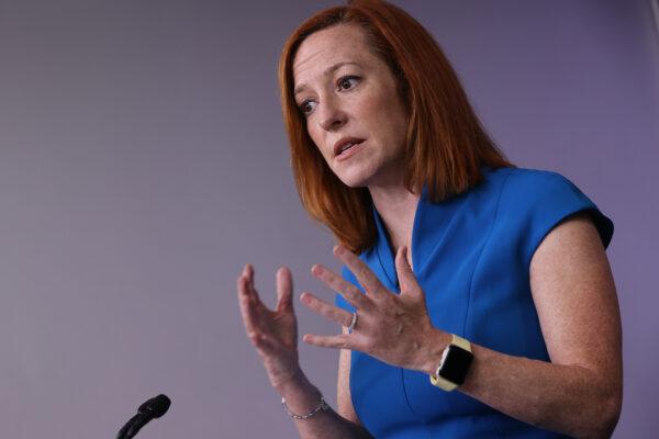 White House press secretary Jen Psaki talks to reporters during a news conference at the White House in Washington on March 26, 2021. (Chip Somodevilla/Getty Images)