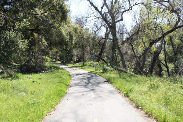 A portion of the Coyote Creek Trail in San Jose, Calif., on March 24, 2021. (David Lam/The Epoch Times)