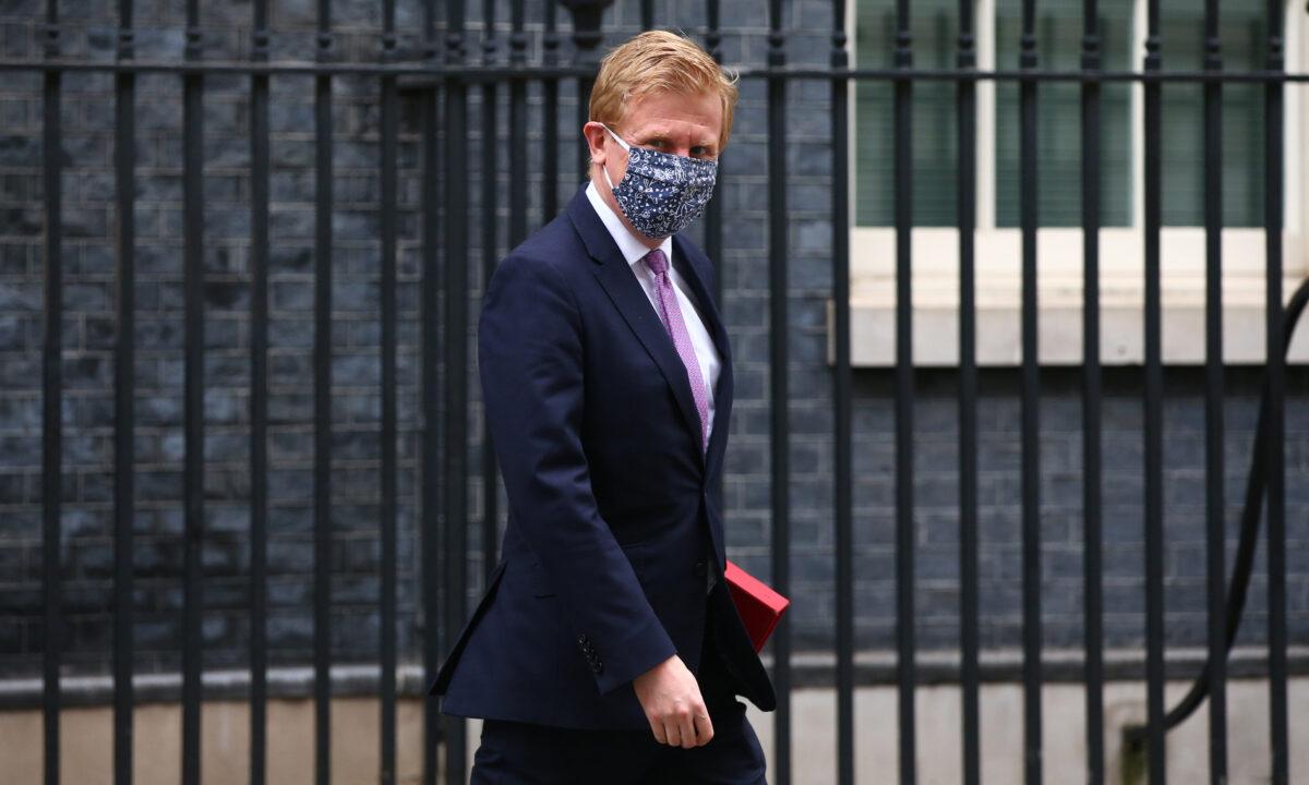Secretary of State for Culture, Media, and Sport Oliver Dowden exits 10 Downing Street in London on March 17, 2021. (Hollie Adams/Getty Images)