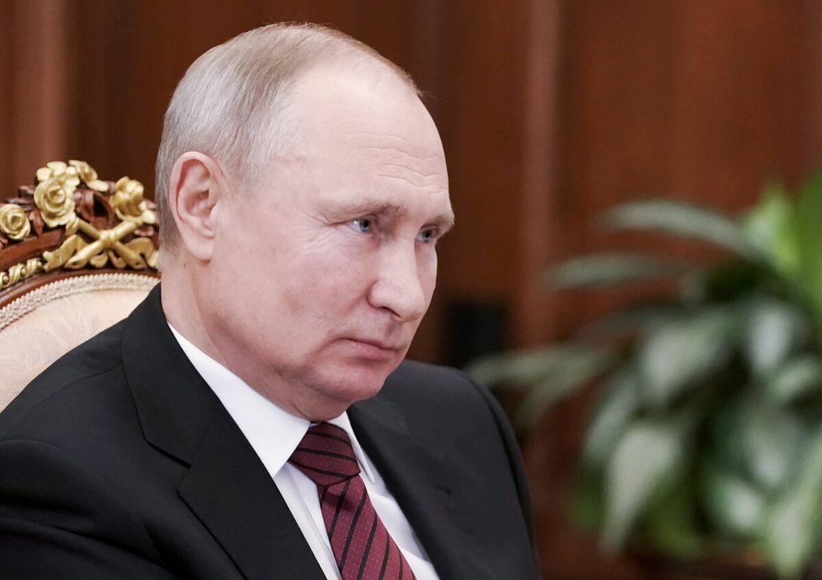 Russia's President Vladimir Putin attends a meeting in Moscow, Russia, on March 24, 2021. (Sputnik/Alexei Druzhinin/Kremlin via Reuters)
