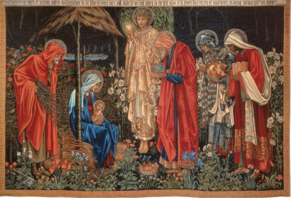 "The Adoration of the Magi" by Morris & Co. Designed 1888 by Edward Burne Jones with details by William Morris and John Henry Dearle. Woven 1894. Tapestry, wool and silk on cotton warp. Manchester Metropolitan University