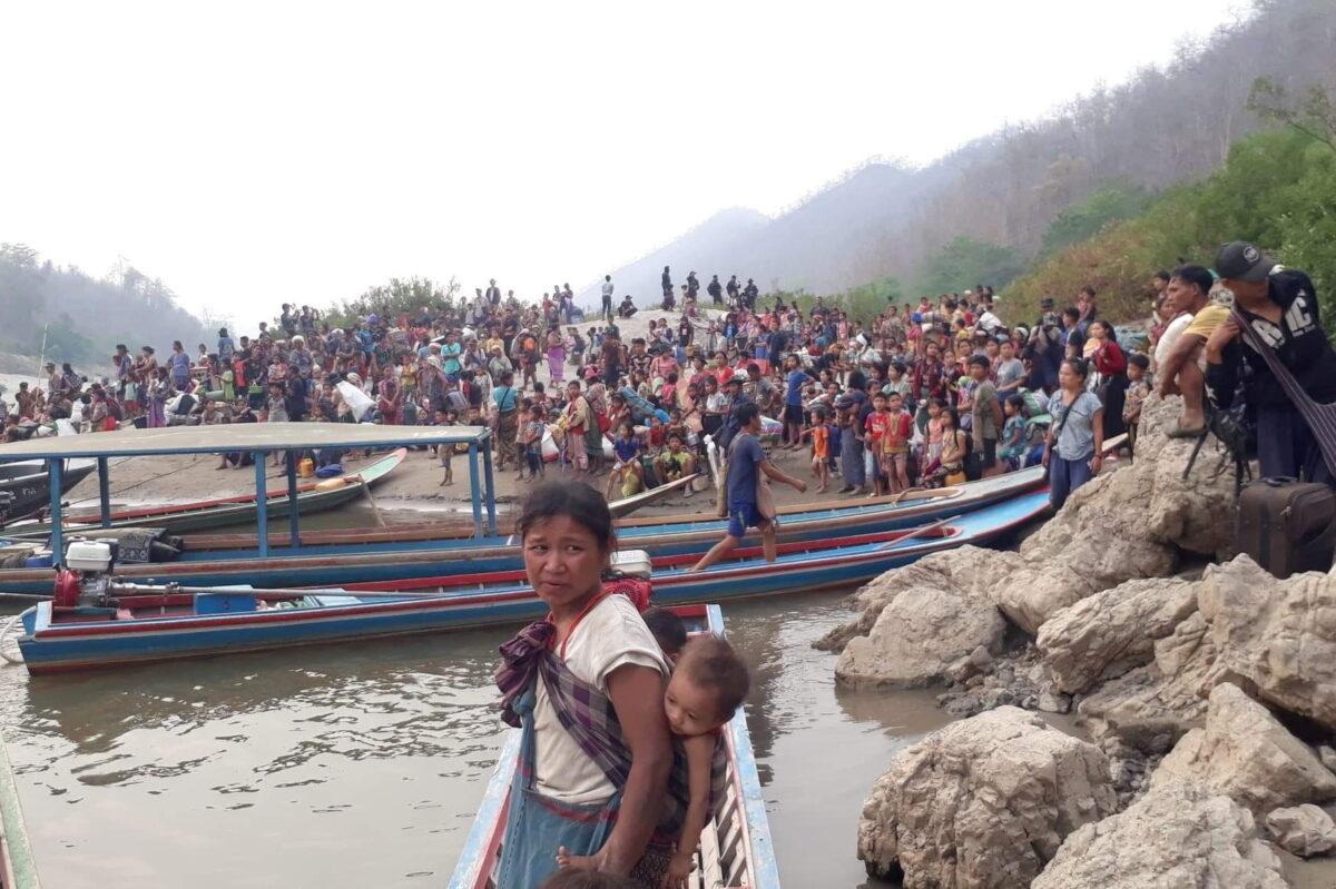 Karen refugees are seen at Salween riverbank in Mae Hong Son, Thailand, on March 29, 2021. (Karen Women's Organization/Handout via Reuters)