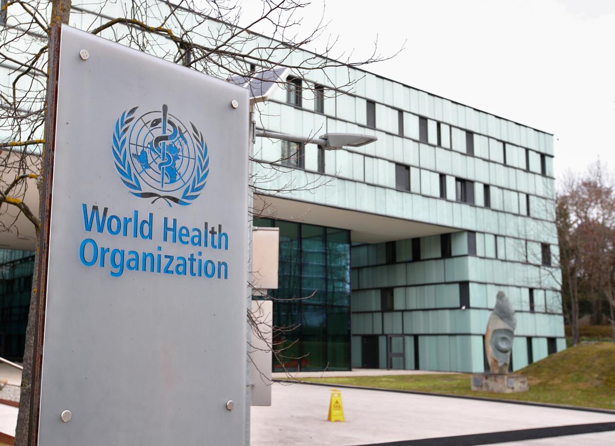 A logo is pictured outside a building of the World Health Organization (WHO) during an executive board meeting on an update on the CCP virus outbreak, in Geneva, Switzerland, Feb. 6, 2020. (Reuters/Denis Balibouse)