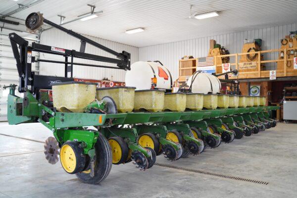 A no-till planter is seen at Tiger Farms in Neosho, Wis., on March 26, 2021. (Cara Ding/The Epoch Times)