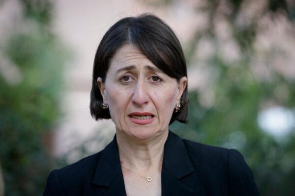 New South Wales Premier Gladys Berejiklian speaks at a press conference before receiving the AstraZeneca vaccine at St George Hospital in Kogarah on March 10, 2021, in Sydney, Australia. (Brook Mitchell/Getty Images)
