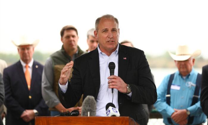 Former Customs and Border Protection Acting Commissioner Mark Morgan at a press conference in Anzalduas Park in Mission, Texas, on March 30. 2021. (Charlotte Cuthbertson/The Epoch Times)