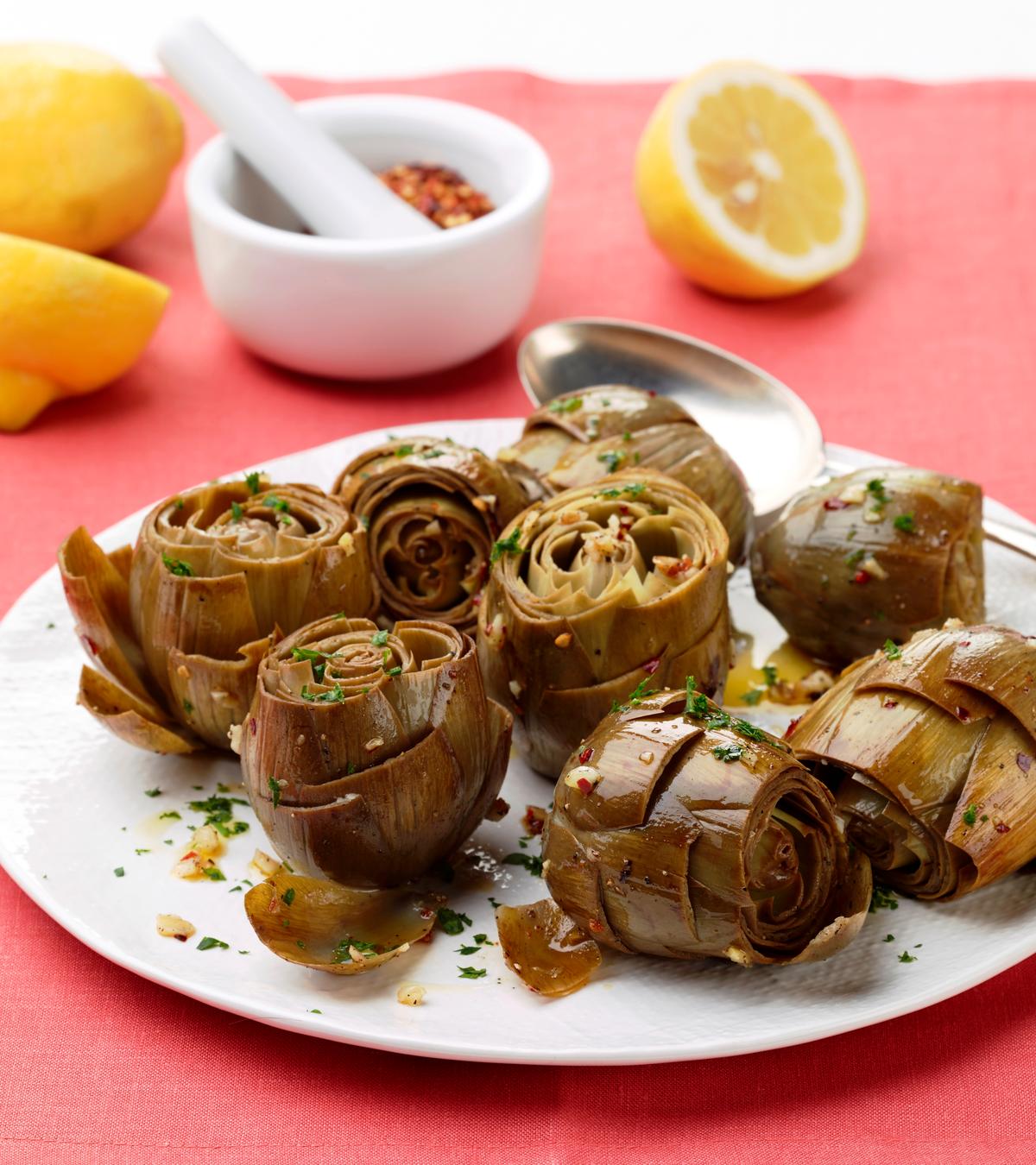 One of the best ways to prepare artichokes is also one of the simplest: boiled until tender and sautéed with extra-virgin olive oil, garlic, and crushed red chile flakes. (Photo from The Italian Diabetes Cookbook)