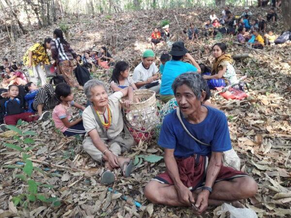 Escaping villagers from the Karen State are pictured in an unidentified location in this picture obtained from social media, on March 28, 2021. (Karen Teacher Working Group via Reuters)