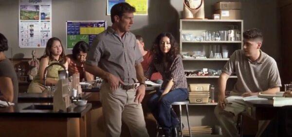 Dennis Quaid plays a science teacher with an unfulfilled dream in “The Rookie.” (Walt Disney Pictures)