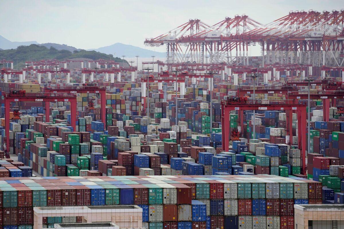 Containers are seen at the Yangshan Deep-Water Port in Shanghai, China, on Oct. 19, 2020. (Aly Song/Reuters)