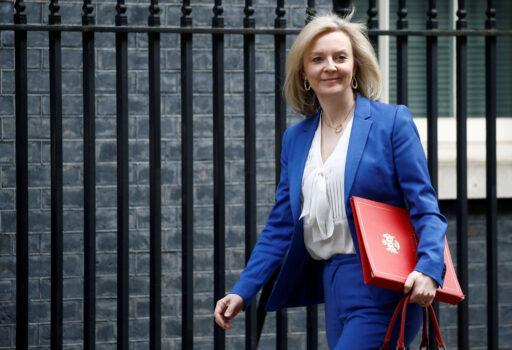 Britain's Secretary of State of International Trade and Minister for Women and Equalities Liz Truss is seen outside Downing Street in London on March 17, 2020. (Henry Nicholls/Reuters)